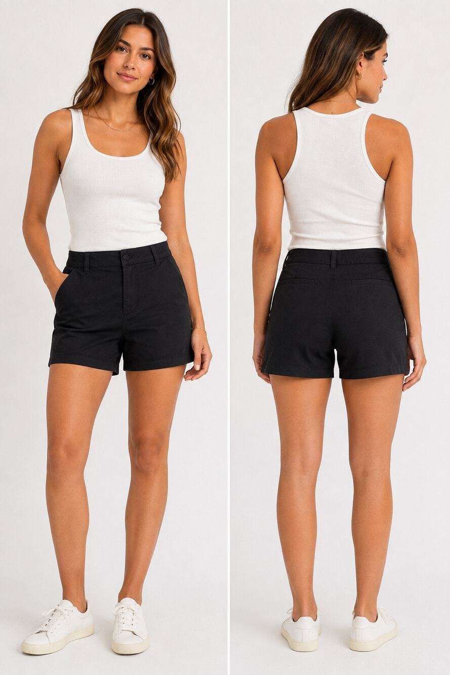 GAP Downtown Khaki Shorts Womens 4 Black Mid Rise 4” Inseam Stretch NWT